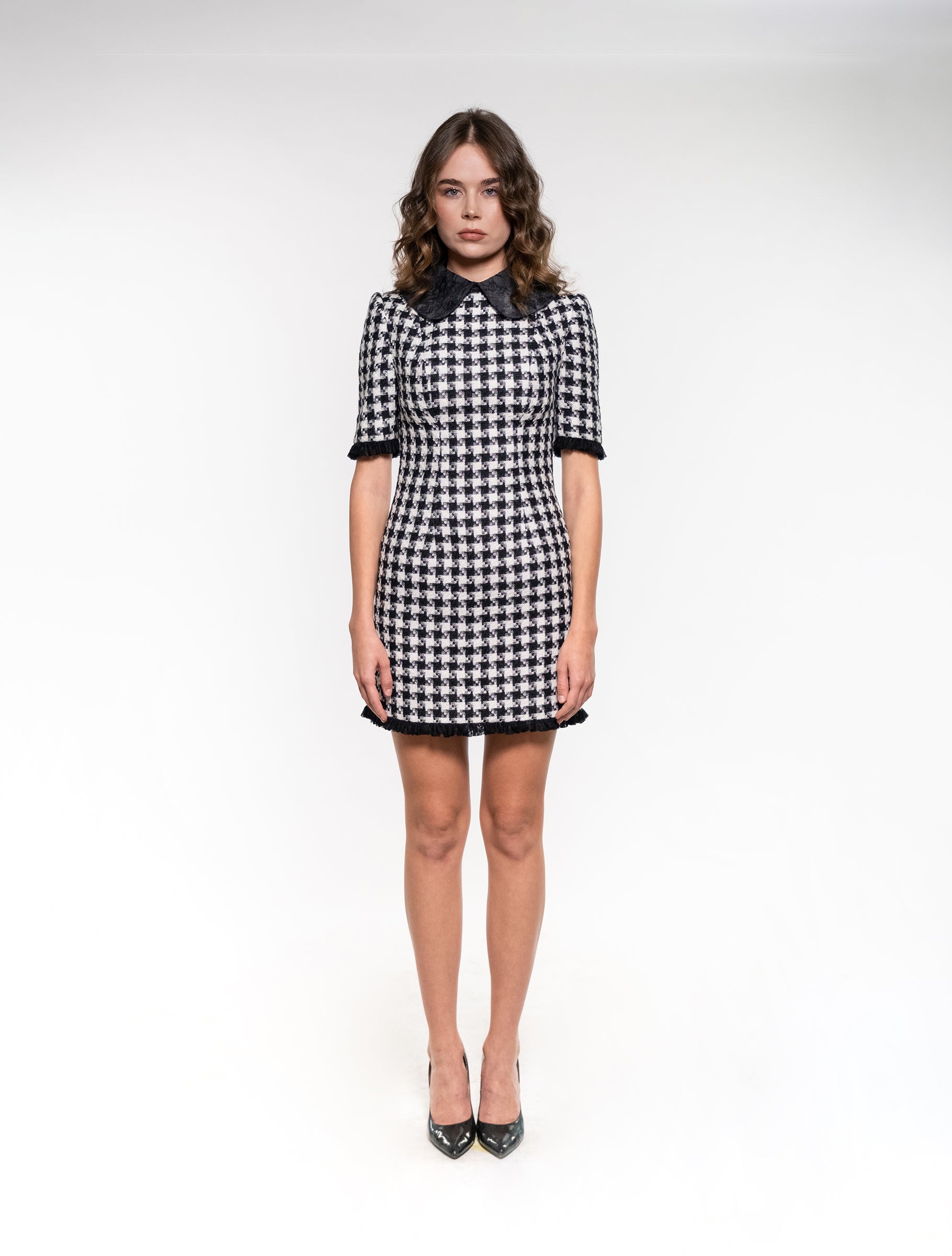 black and white tweed dress Hill House Home Women's The Allegra Dress - Black and White Tweed