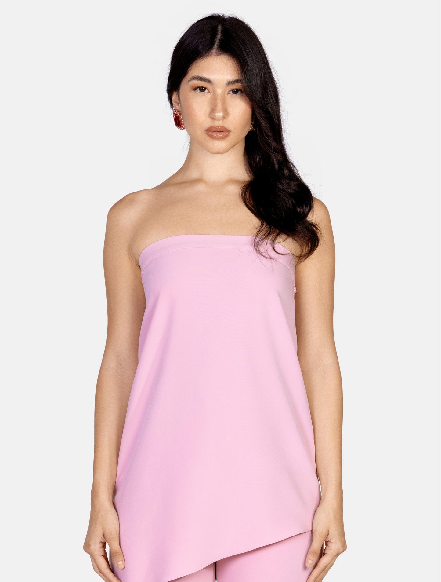Pastel Pink Strapless Tunic Top