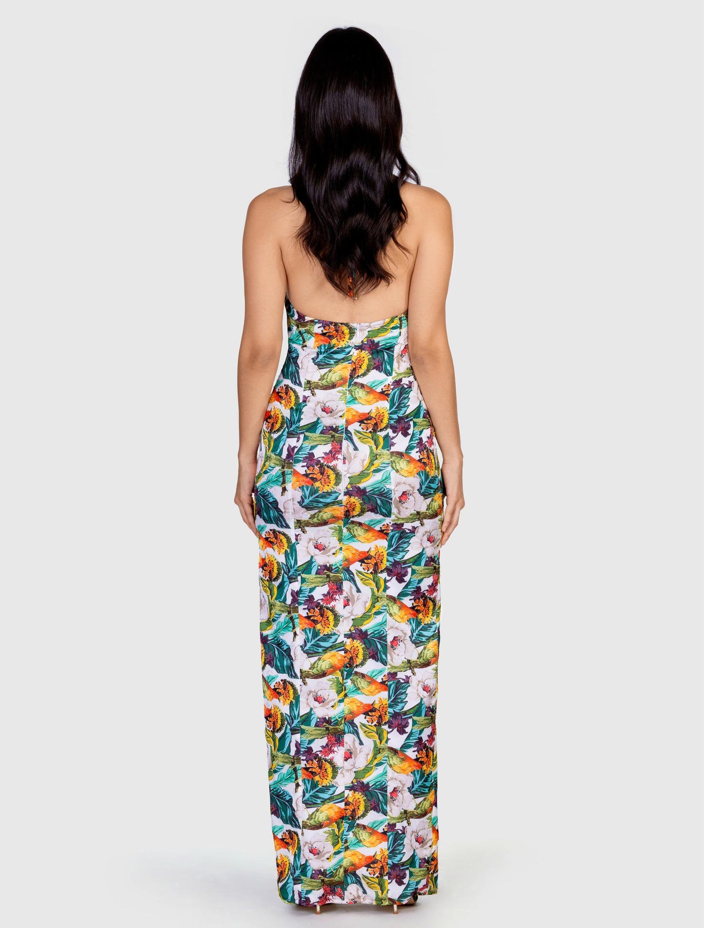Multicolored Sleeveless Maxi Dress with Side Slit
