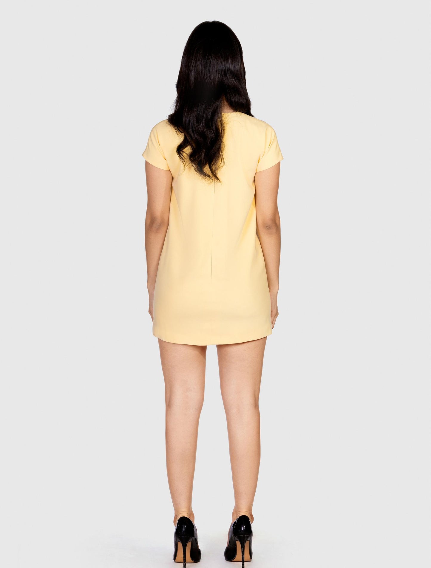 Yellow Bow Short-sleeved Dress