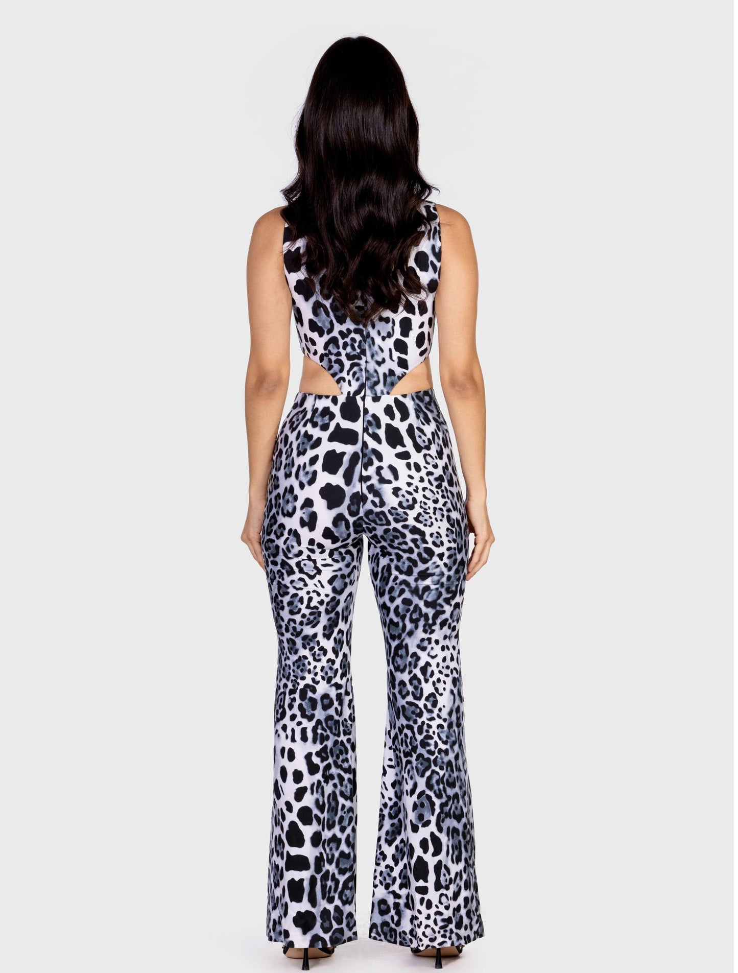 Animal Print Sleeveless Jumpsuit with Cutouts