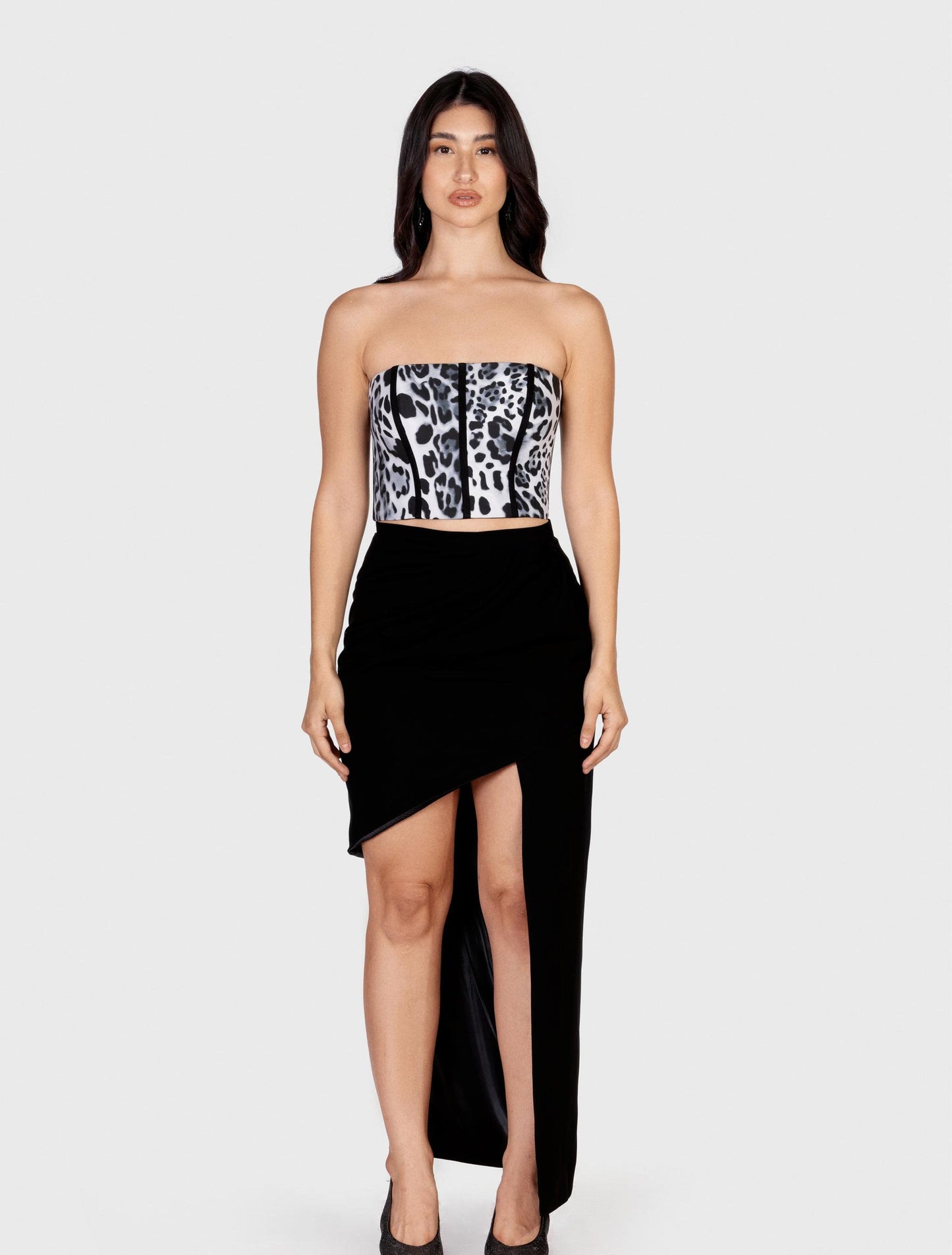 Black Asymmetrical Draped Skirt