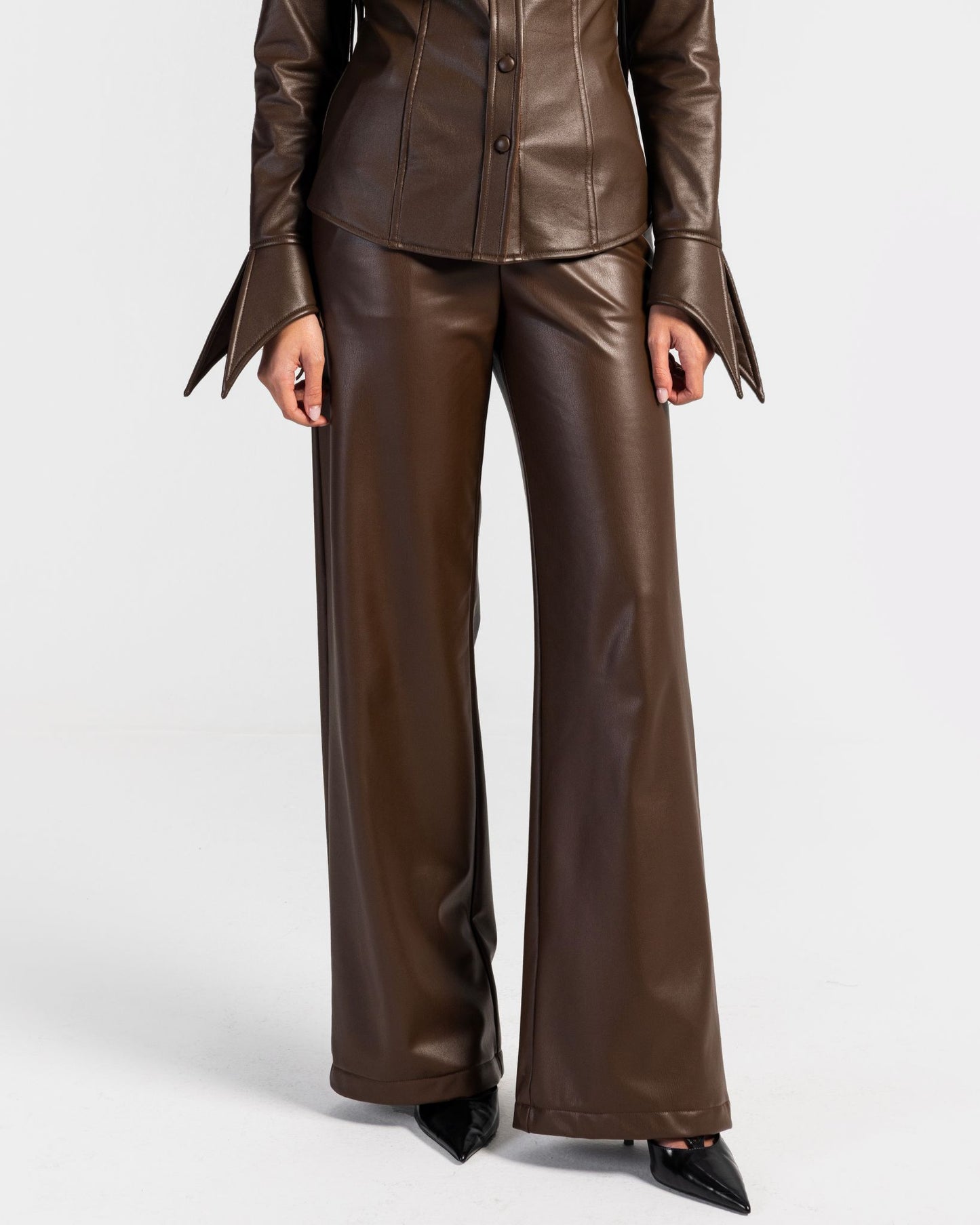 Impact Brown Shirt & Pants Leather Set