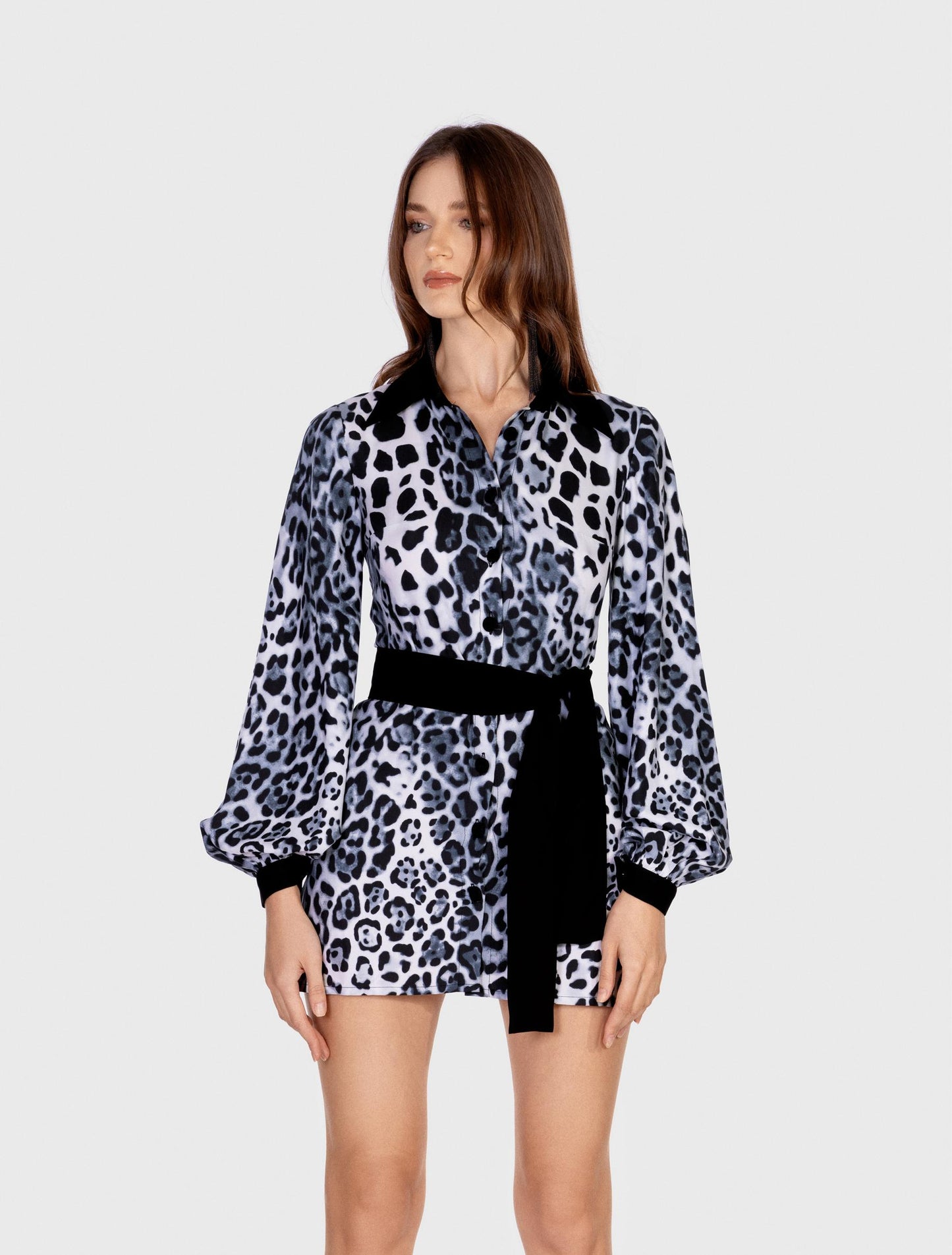 Animal Print Bow-embellished Shirt