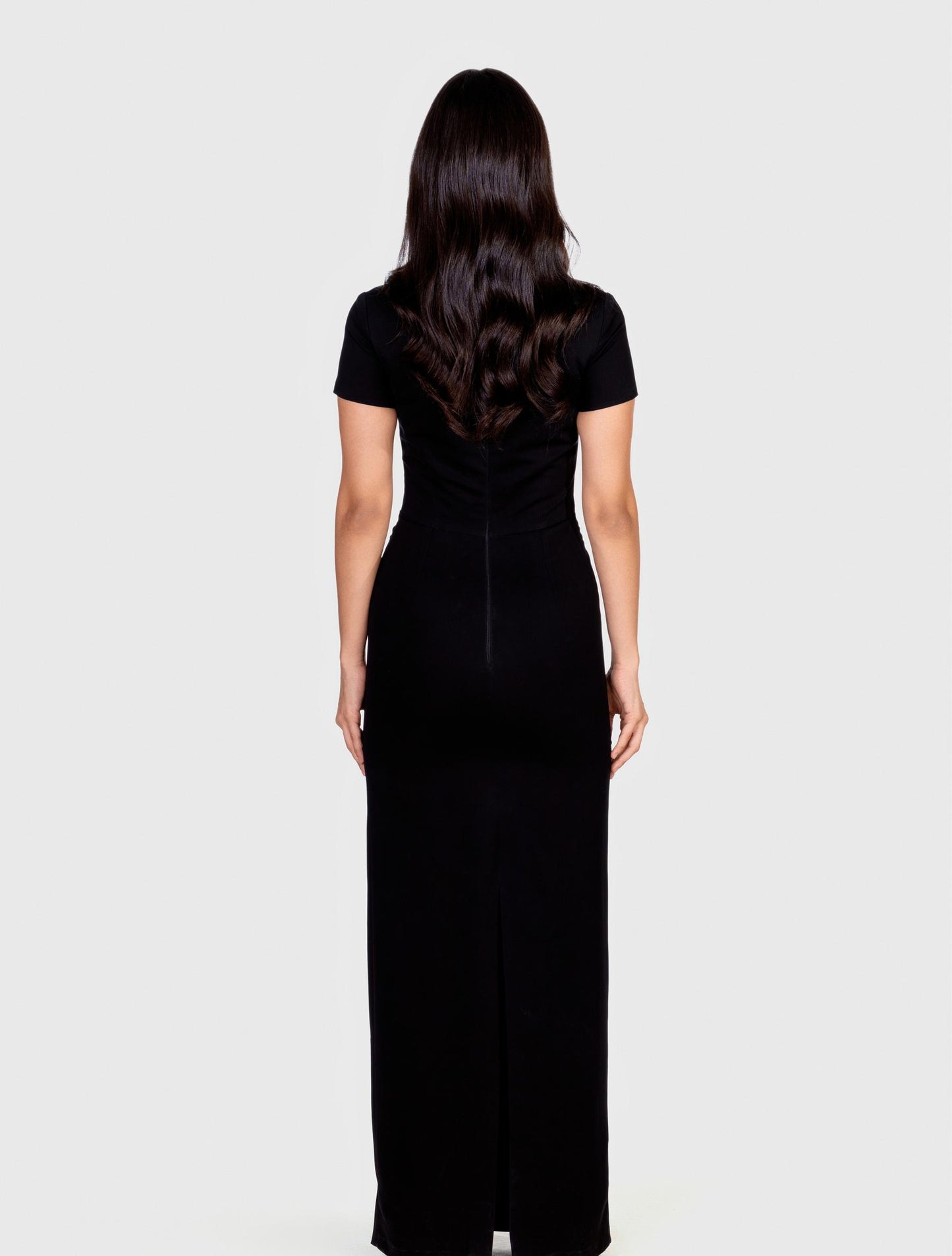 Black Short-sleeved Maxi Dress