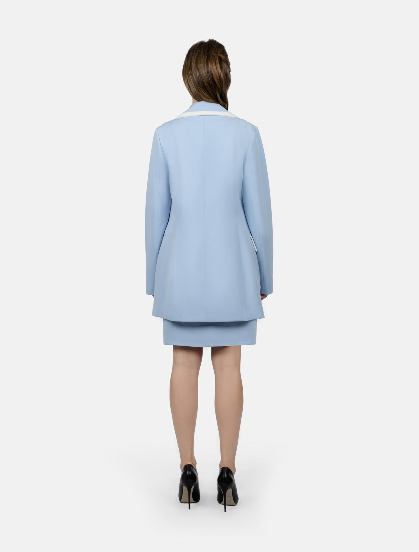 Baby Blue Dress with White Flap Pockets