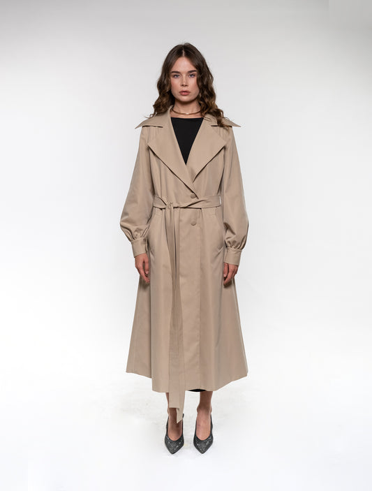 Beige Gabardine Trench Coat