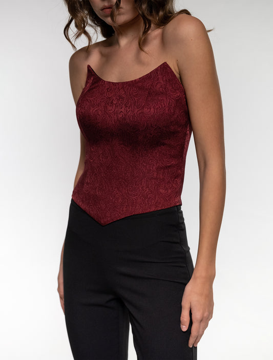 Burgundy Corset Top