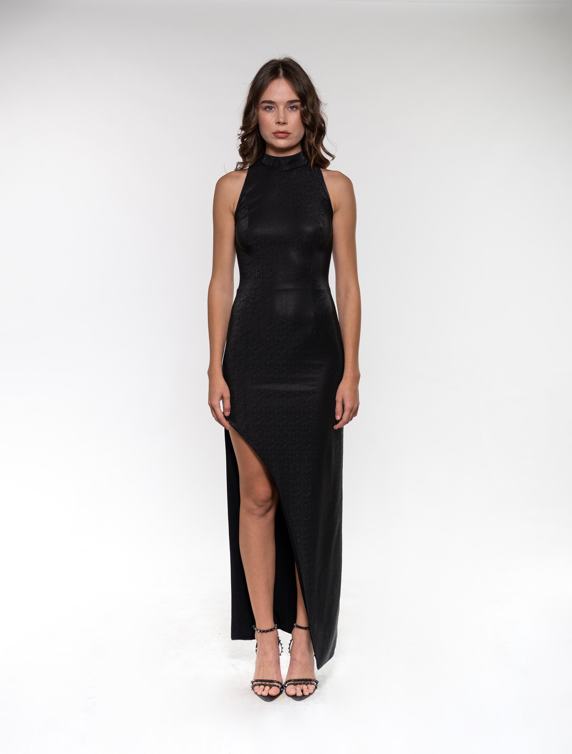 Black Sleeveless Maxi Dress with Side Slit – House of Calva