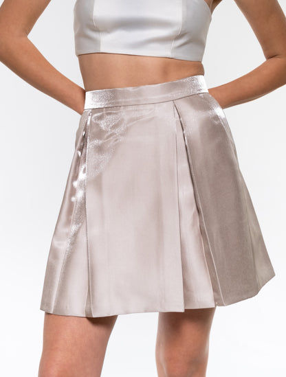 Off-white Box-pleated Satin Skirt