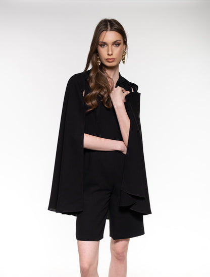 Black Playsuit with Cape