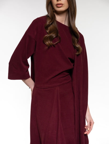 Draped Burgundy Dress