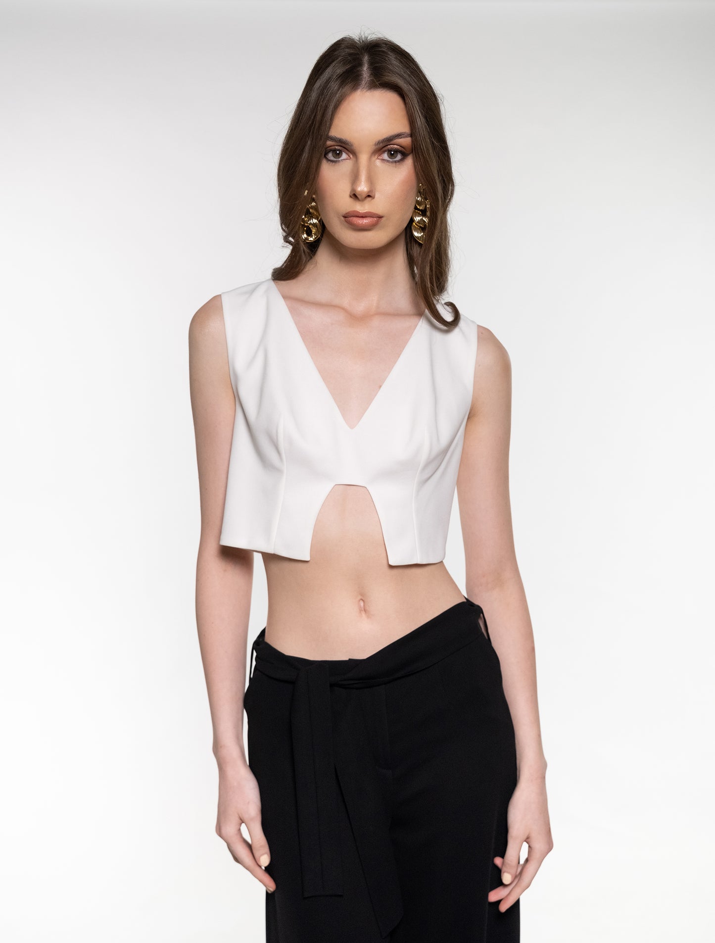 White Sleeveless Cutout Top