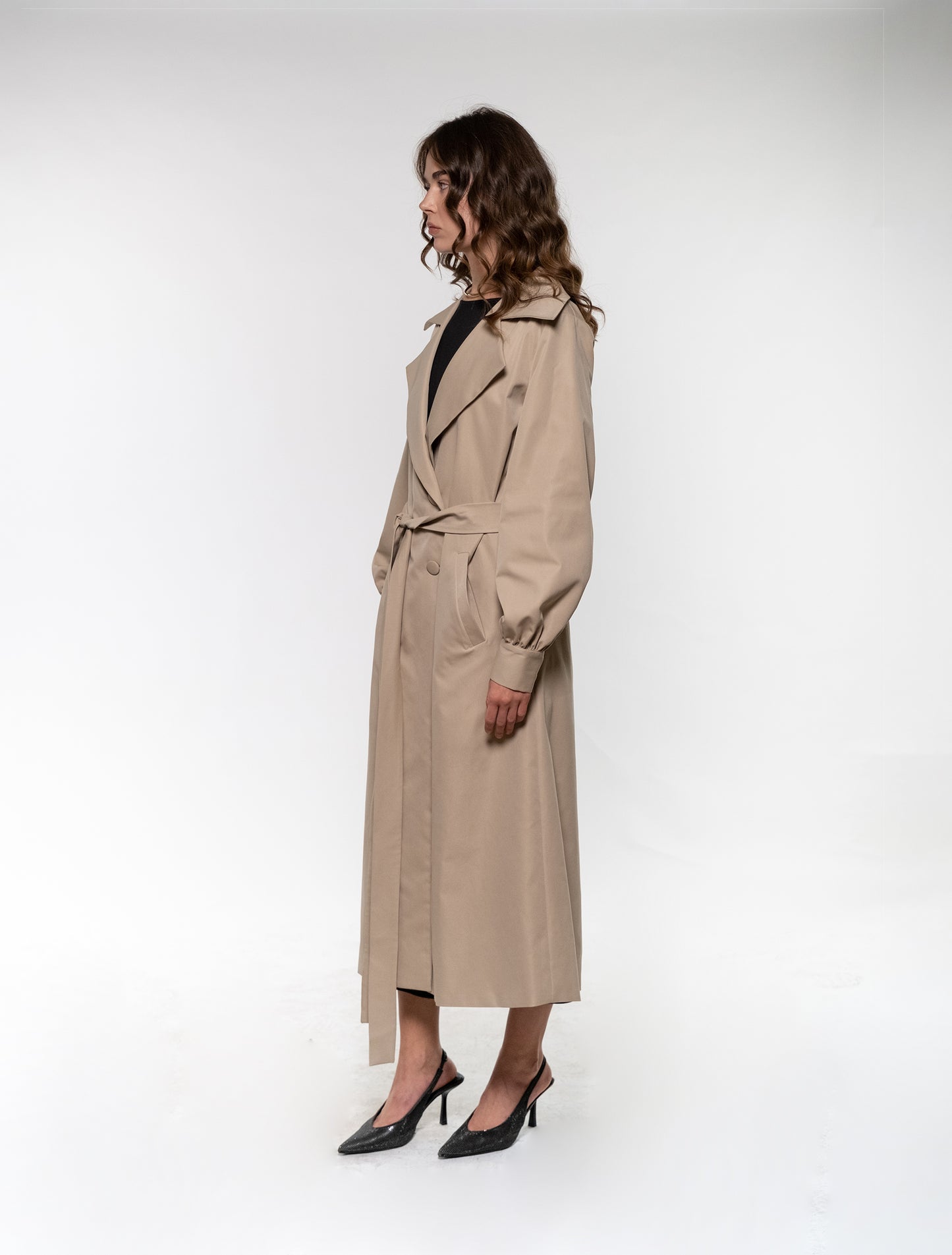 Beige Gabardine Trench Coat