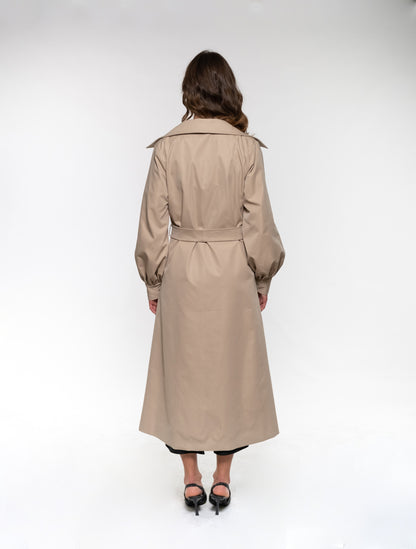 Beige Gabardine Trench Coat