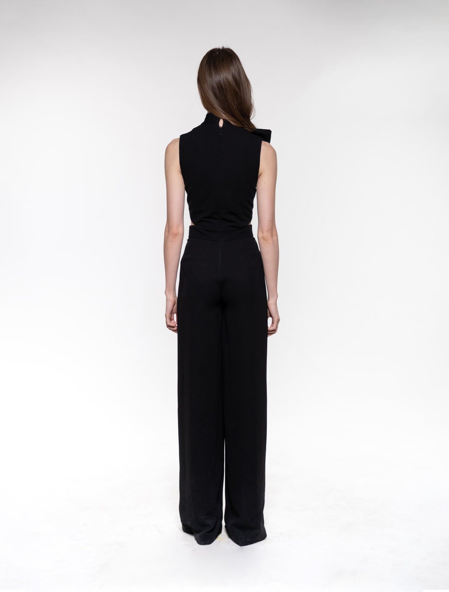 Black Bow-embellished Jumpsuit with Cutouts