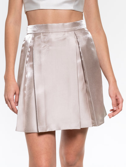 Off-white Box-pleated Satin Skirt