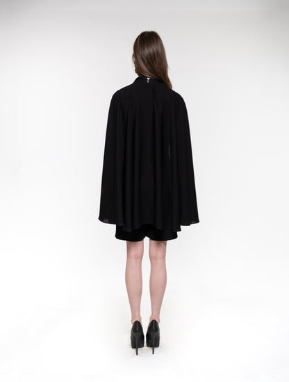 Black Playsuit with Cape