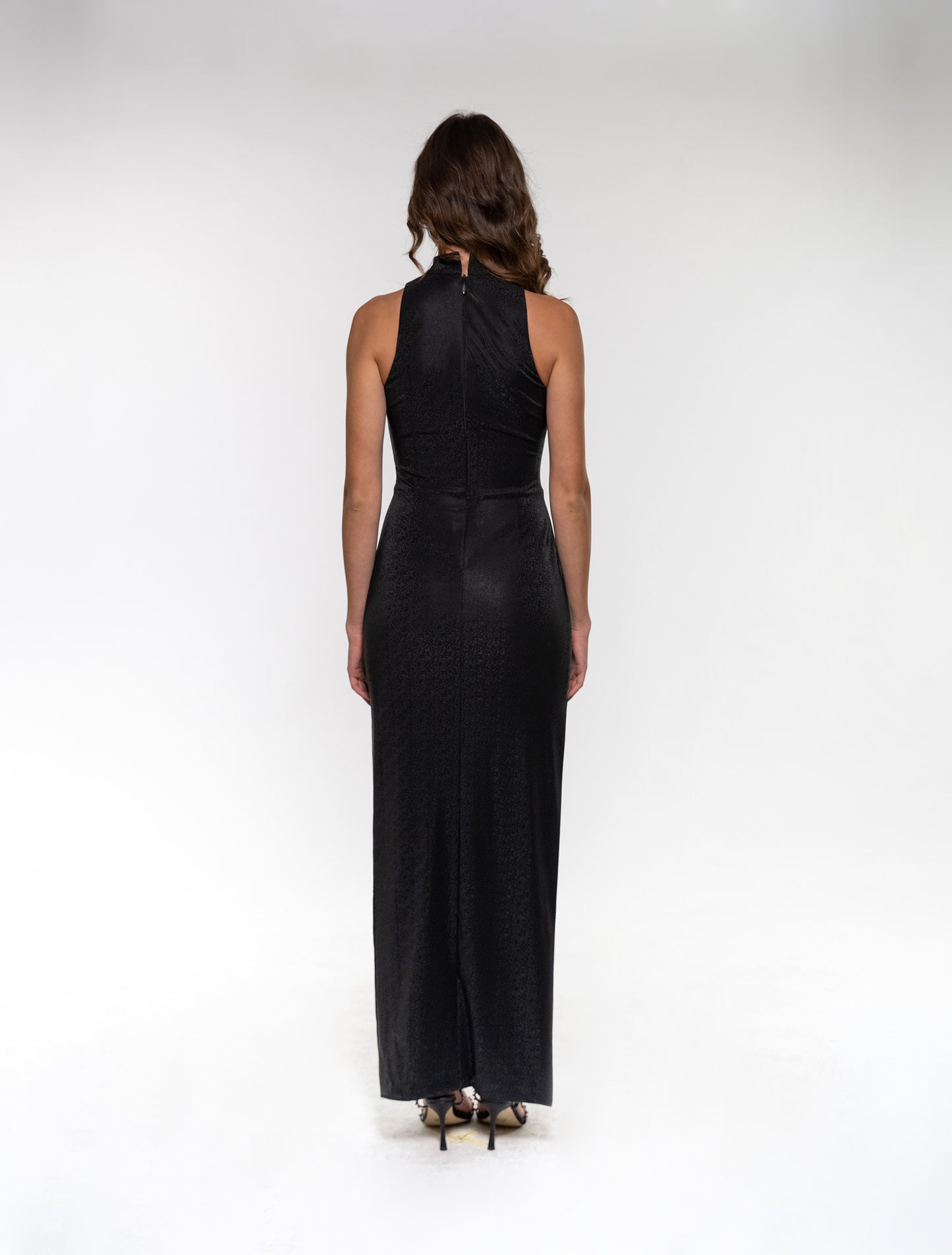 Black Sleeveless Maxi Dress with Side Slit