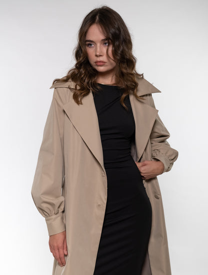 Beige Gabardine Trench Coat