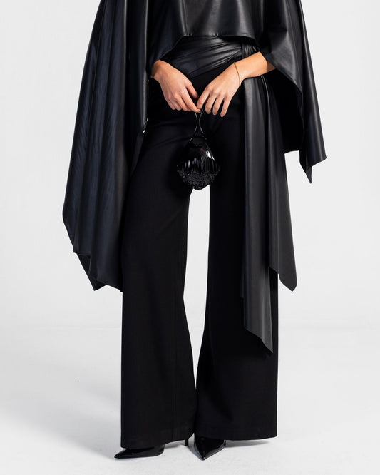 Impact Black Flared Pants with Leather Belt