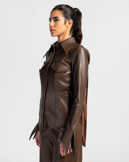 Impact Brown Shirt & Pants Leather Set