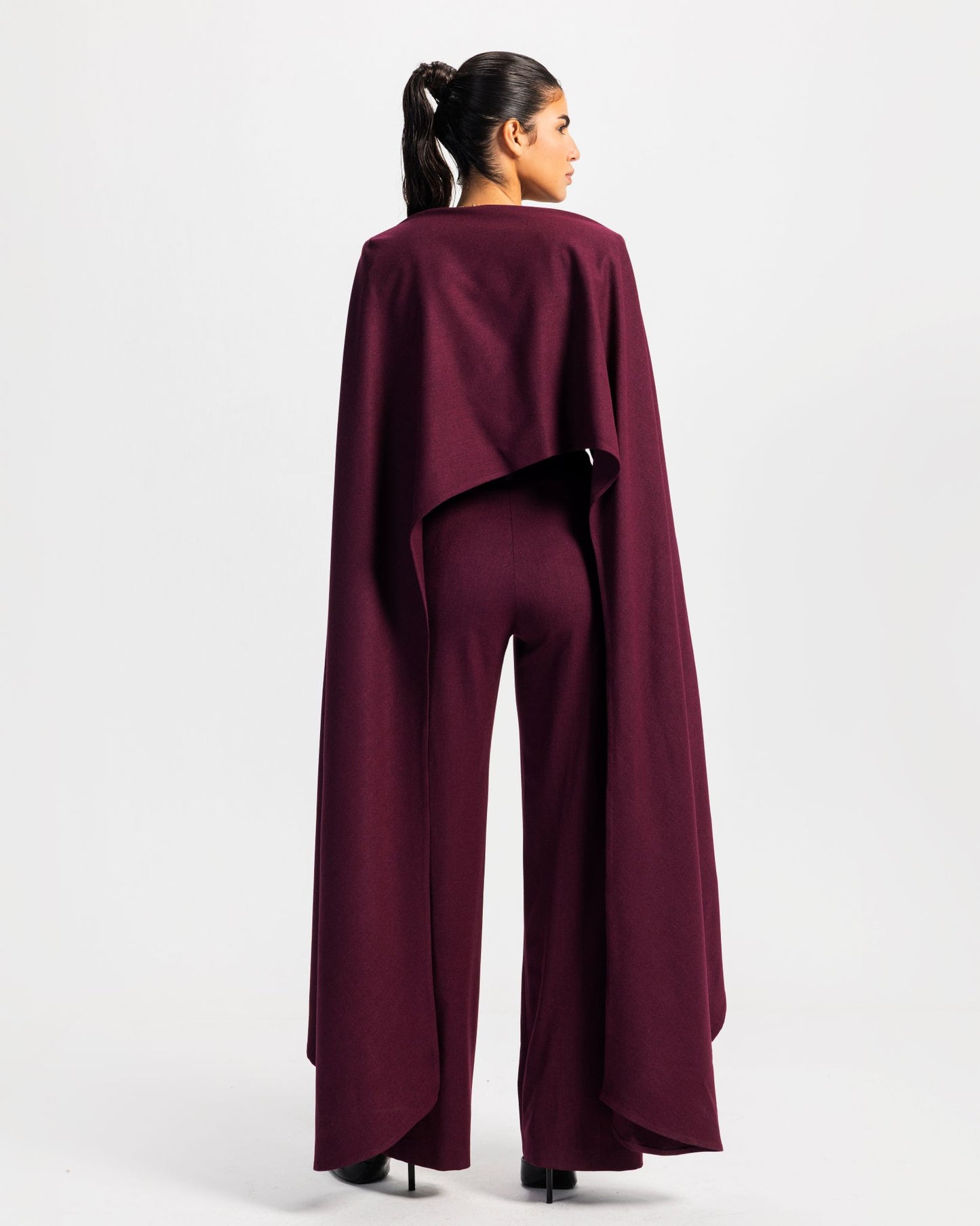 Impact Burgundy Cape Jumpsuit