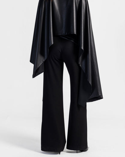 Impact Black Flared Pants with Leather Belt