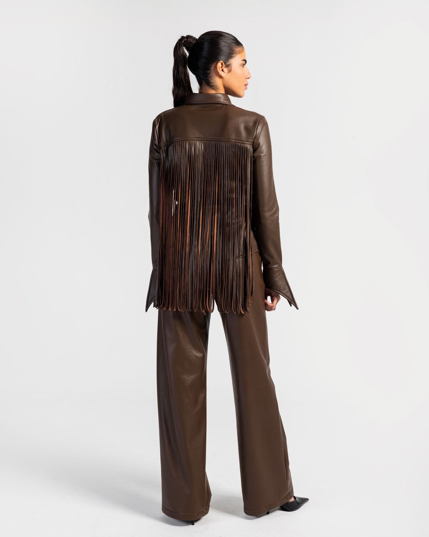 Impact Brown Shirt & Pants Leather Set