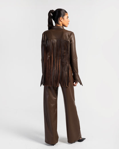 Impact Brown Shirt & Pants Leather Set