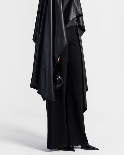 Impact Black Flared Pants with Leather Belt