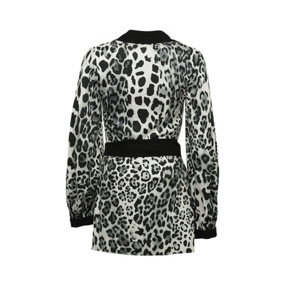Animal Print Bow-embellished Shirt