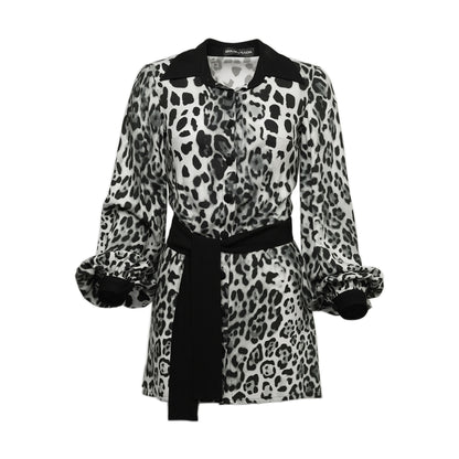 Animal Print Bow-embellished Shirt