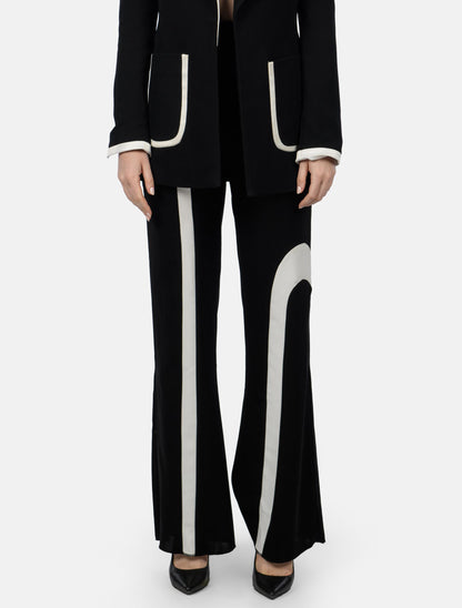 Black Flared Pants with White Stripes