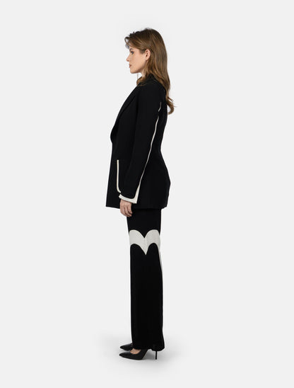 Black Flared Pants with White Stripes