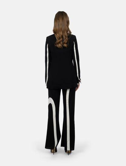 Black Flared Pants with White Stripes